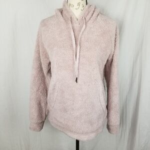 Gibson Furry Pale Pink Lined Drawstring Hoodie‎